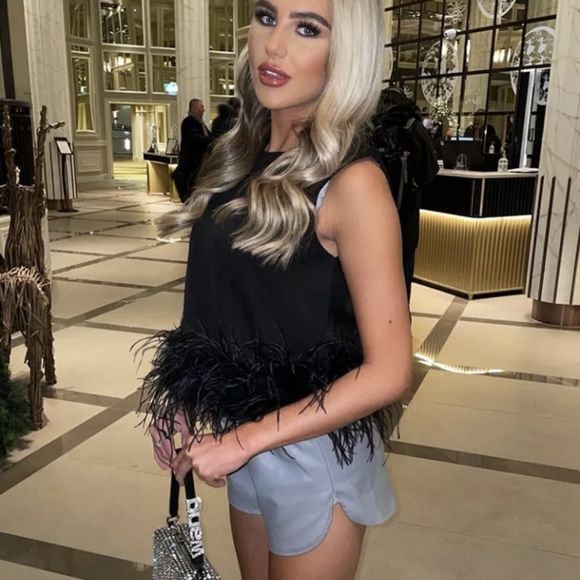 NWT Spring Luxury High Street Feather Cropped Tank Top S:Small&Med - Picture 2 of 13